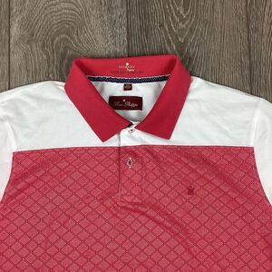 louis philippe shirt Polo Nanotex Men's 2XL Pink White‎ Regular Fit Short Sleeve
